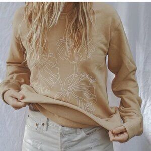NWOT Post Surf Collective - The Monstera Sweatshirt - Sand